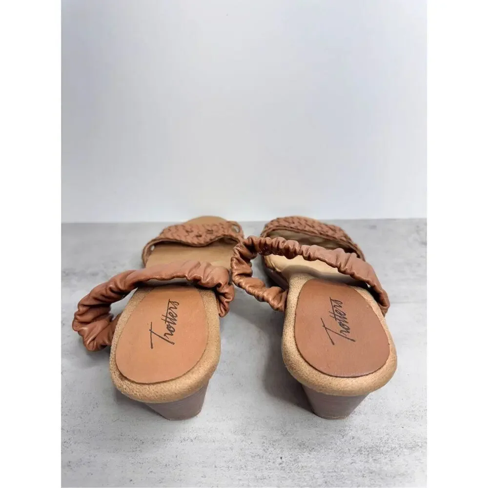 Trotters Sandals Size 8 Brown‎ Leather Double Strap Block Heel NEW - Picture 6 of 8